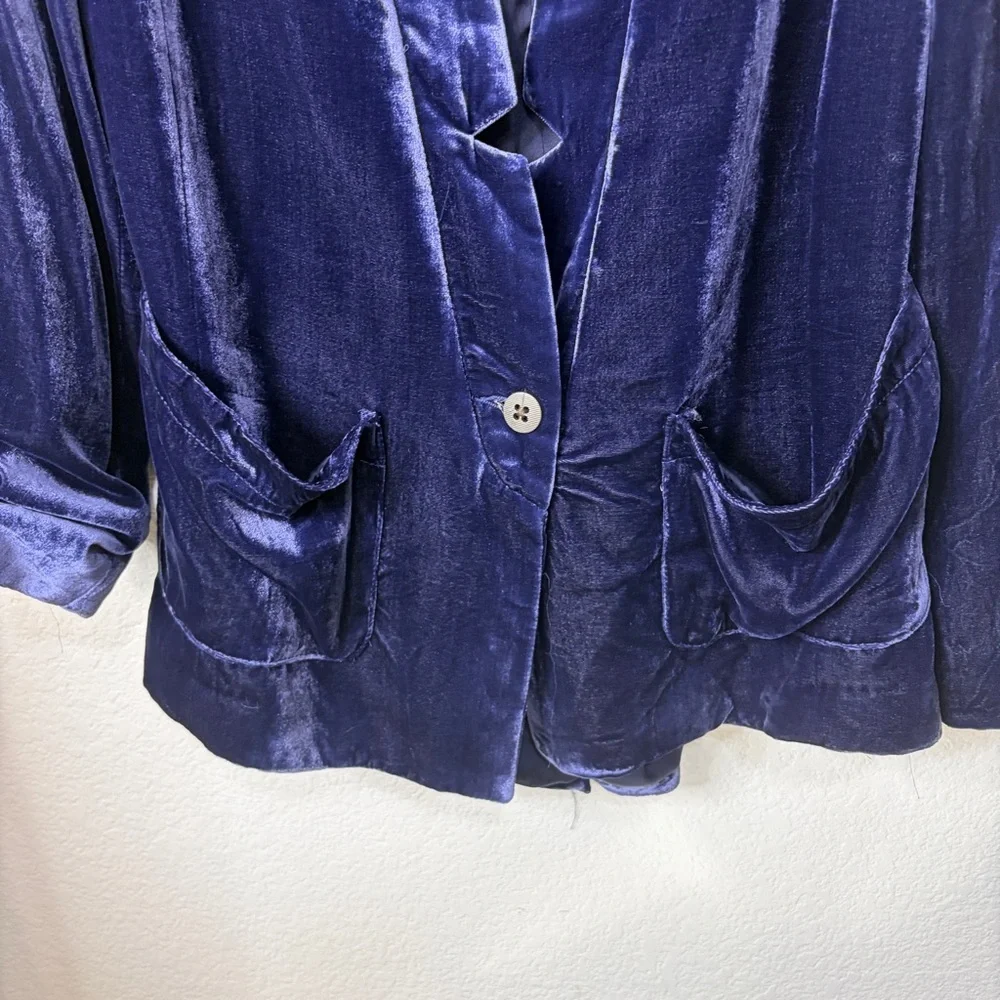 FREE PEOPLE PURPLE Velvet Unstructured Jacket Blazer BOHO Women's - Small